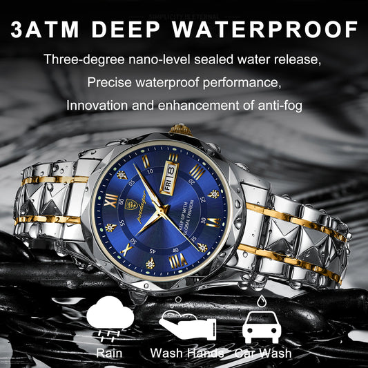 Top Luxury Men Quartz Watch for Men Sports Waterproof Luminous Stainless Steel Date Week Men'S Watches Male Clock Reloj