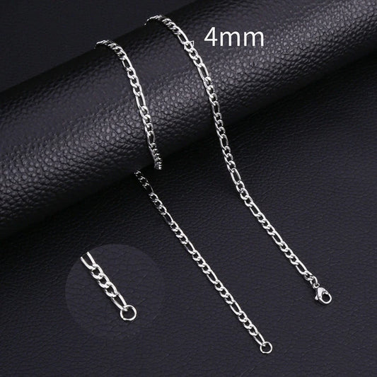 Classic Rope Chain Men Necklace Width 2/3/4/5 MM Stainless Steel Figaro Cuban Chain Necklace for Men Women Jewelry